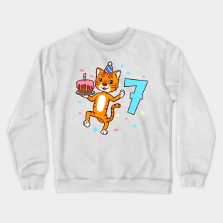 I am 7 with tiger - boy birthday 7 years old Crewneck Sweatshirt